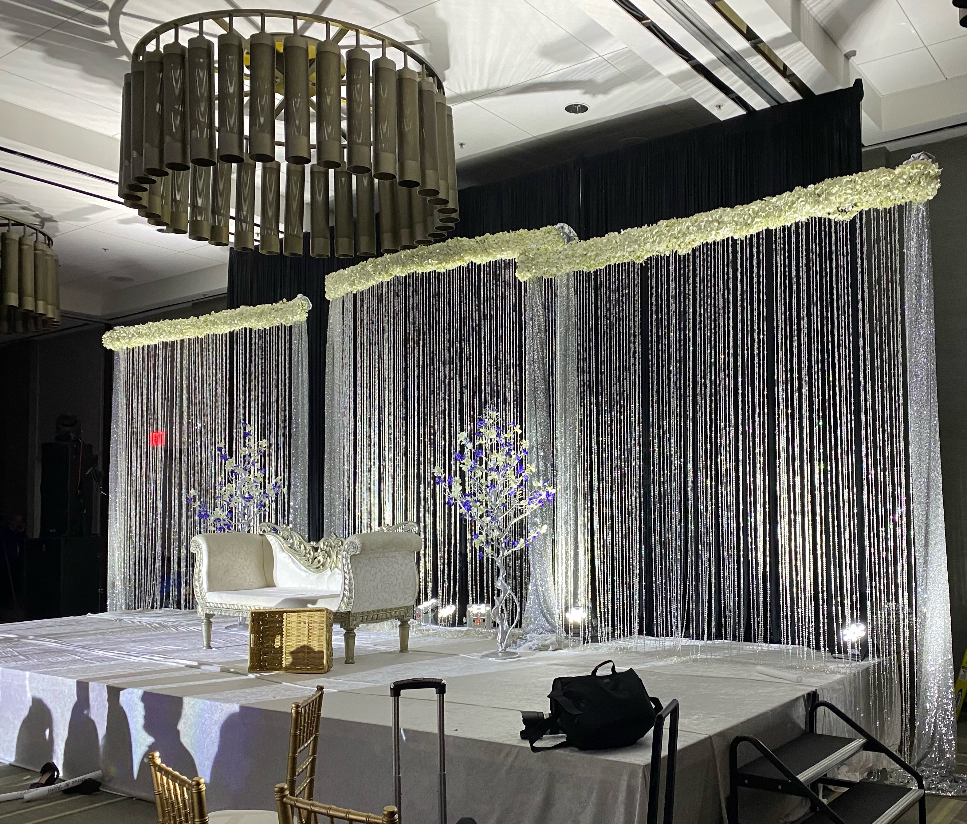 Hanging beaded drapes with fabric rod pocket